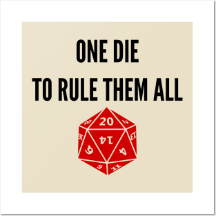 One Die to Rule Them All D20 RPG Games Dice Meme Posters and Art